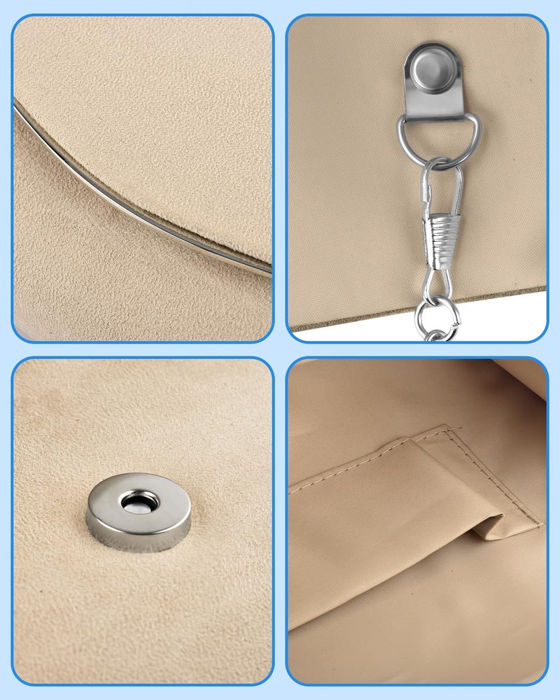 TINDTOP Clutch Purses for Women, Formal Evening Bags Suede Shoulder Envelope Party Handbags Wedding Cocktail Prom Clutches (D-Apricot) - Image 5