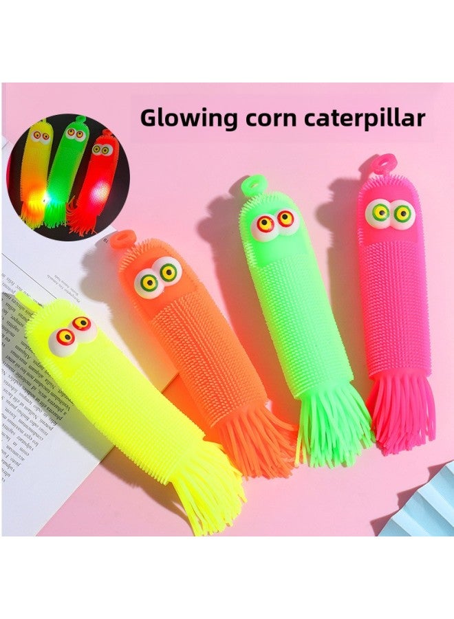 Vent Convex Eye Corn Caterpillar Luminous Exophthalmos Octopus Vent Ball Toy Night Market Flash Stall Toy Batch-Color:Convex Eye Corn Caterpillar Mixed Hair (360/box) - Image 2