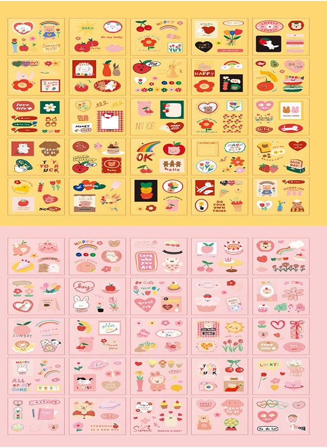 Generic - 100 Sheets kawaii Sticker Set,  Cute Cartoon Stickers Transparent Decorative Stickers Decal Pack for Phone Cases Laptops Art DIY Crafts Album Bullet Journal Planner Scrapbook - Image 1
