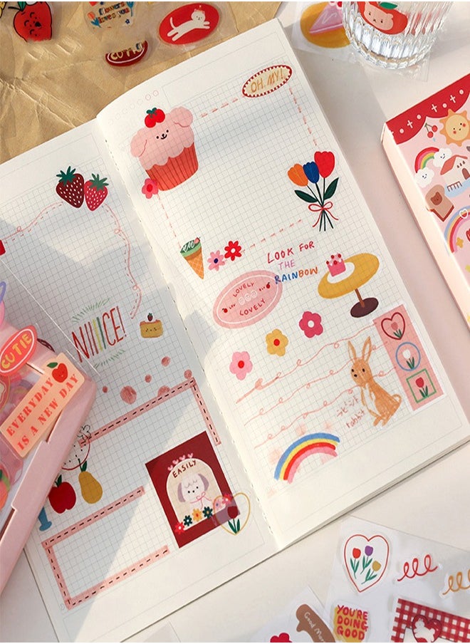 Generic - 100 Sheets kawaii Sticker Set,  Cute Cartoon Stickers Transparent Decorative Stickers Decal Pack for Phone Cases Laptops Art DIY Crafts Album Bullet Journal Planner Scrapbook - Image 1