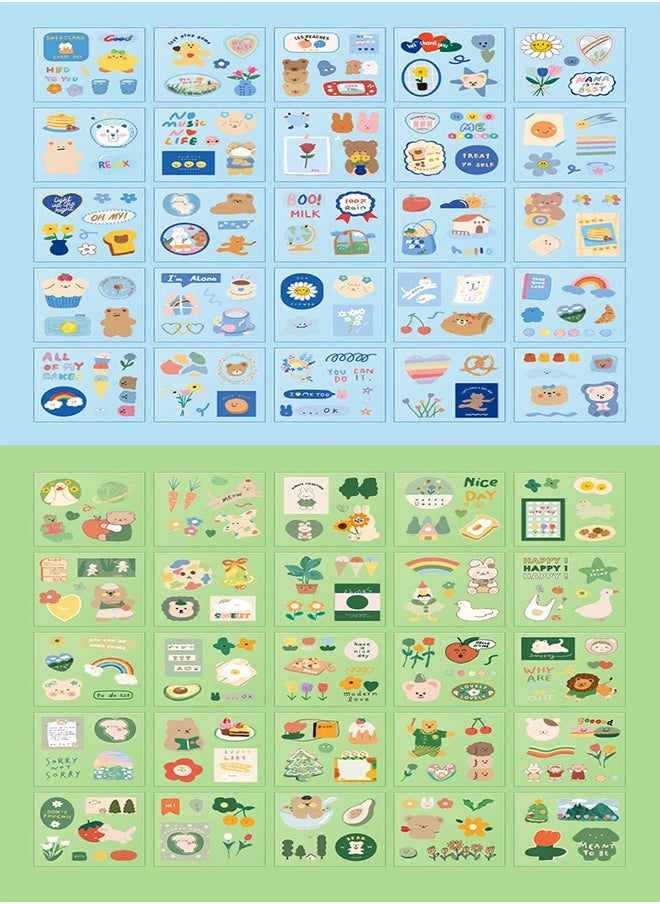 Generic - 100 Sheets kawaii Sticker Set,  Cute Cartoon Stickers Transparent Decorative Stickers Decal Pack for Phone Cases Laptops Art DIY Crafts Album Bullet Journal Planner Scrapbook - Image 1