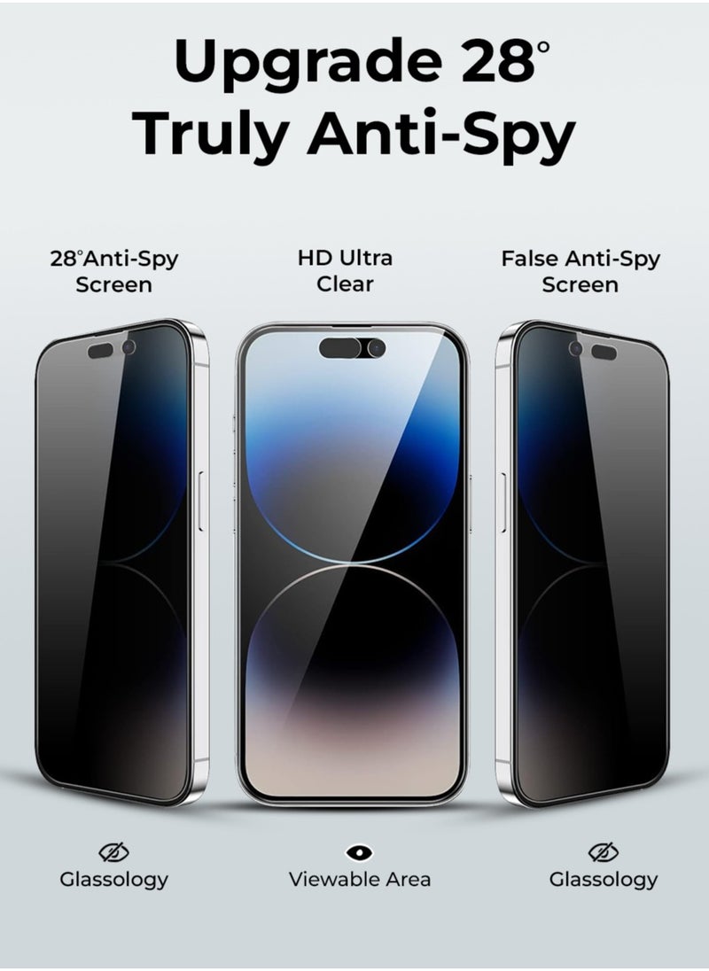 glassology - 2Pack Privacy Screen Protector for iPhone 16 Pro Max - 6.9, Easy Install, Case-Friendly, Anti-Spy, Anti-Fingerprint, Bubble Free, 100% Privacy Protection, Includes Installation Tool - Image 1