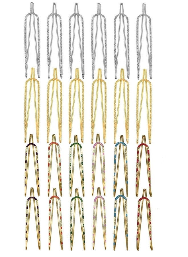 THANUS CRAFT THANU'S CRAFT Multicolour Big U Saree Safety Pins Brooch Combo Chira Sari Plates & Pleats Clips Pins For Women - Image 2