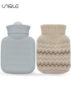 Unique 320ml Hot Water Bottle with Knited Cover - Mini Hot Water Bag for Pain Relief/Waist/Back/Neck/Shoulders - Small Leak Proof Hot Water Bottle with Removable Cover for Women, Kids, Best Gifts  - Image 1