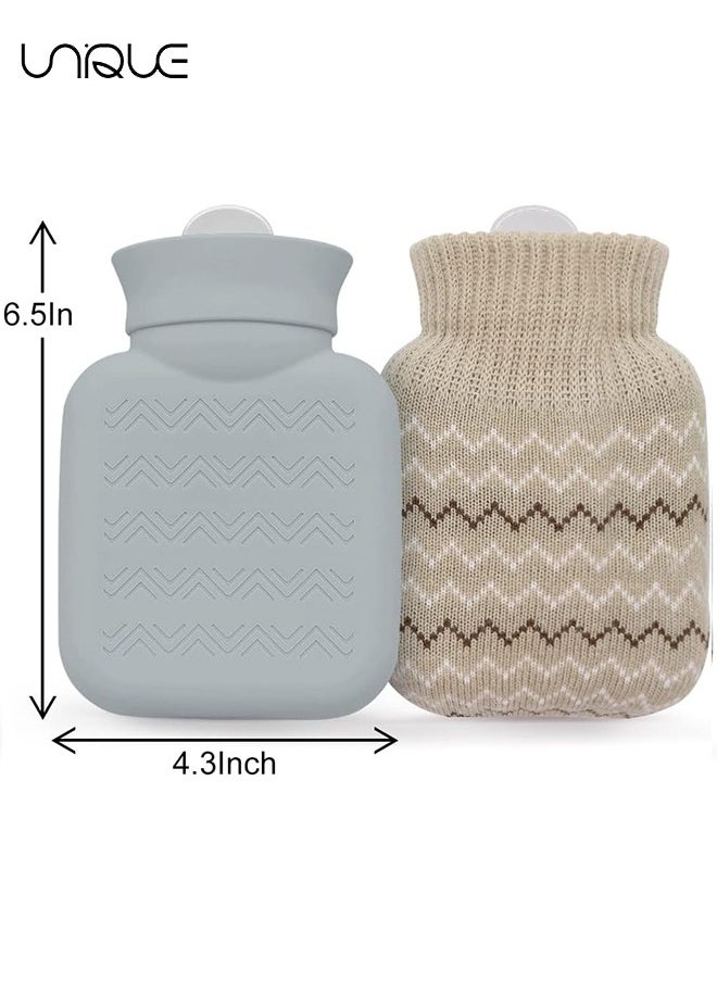 Unique 320ml Hot Water Bottle with Knited Cover - Mini Hot Water Bag for Pain Relief/Waist/Back/Neck/Shoulders - Small Leak Proof Hot Water Bottle with Removable Cover for Women, Kids, Best Gifts  - Image 2