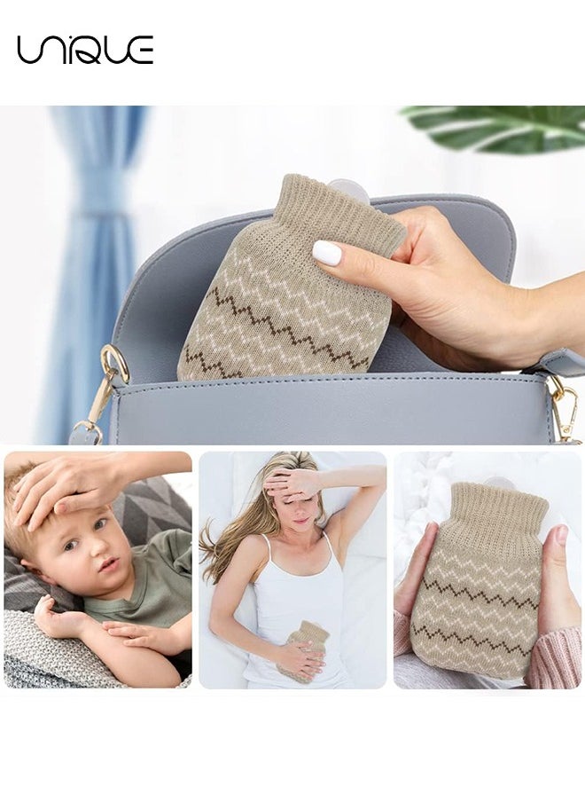 Unique 320ml Hot Water Bottle with Knited Cover - Mini Hot Water Bag for Pain Relief/Waist/Back/Neck/Shoulders - Small Leak Proof Hot Water Bottle with Removable Cover for Women, Kids, Best Gifts  - Image 5