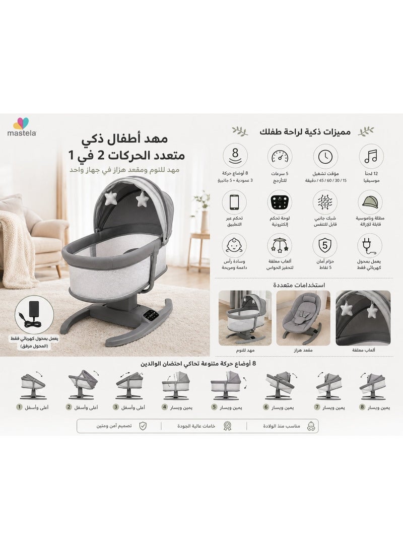 Mastela Motion Baby Cradle 2-in-1 Smart Bassinet & Rocker - Image 2