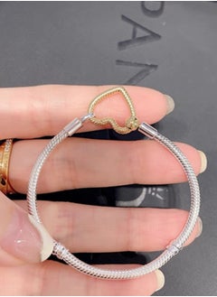 Pandora Violet Pandora Moments Heart Chain Snake Bone Chain Women's Silver Bracelet  - Image 2