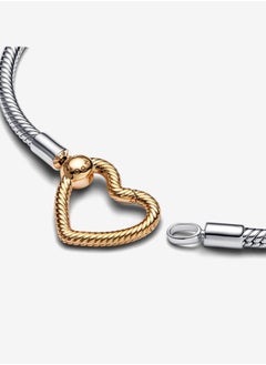 Pandora Violet Pandora Moments Heart Chain Snake Bone Chain Women's Silver Bracelet  - Image 5