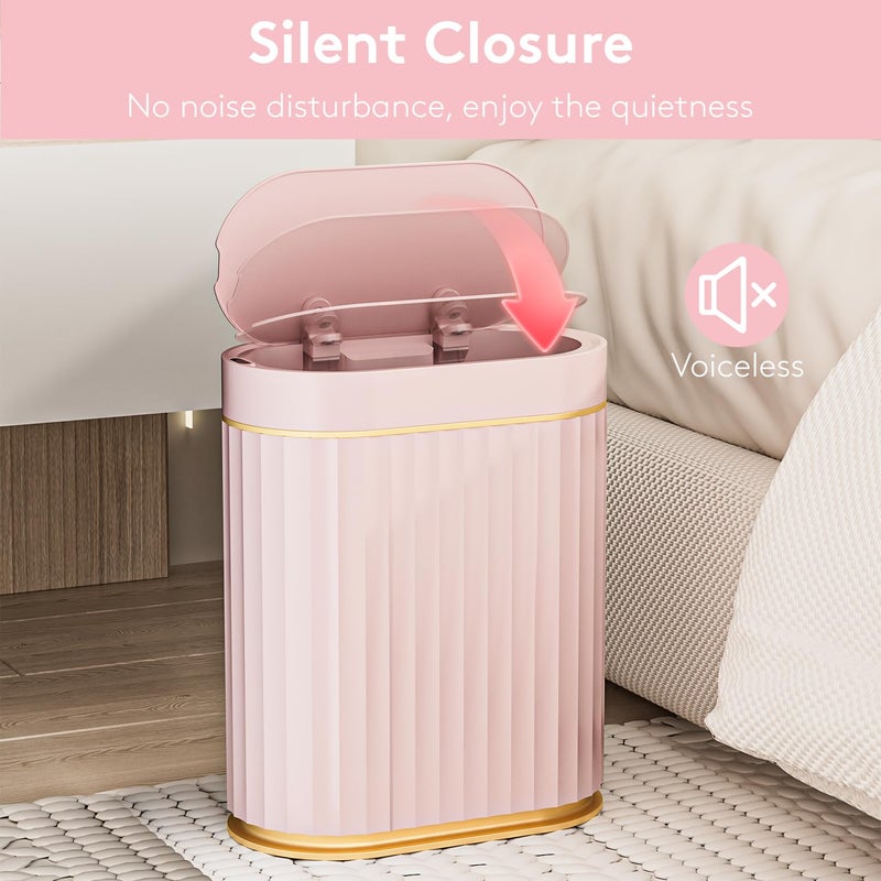ELPHECO Sensor Trash Can 2 Gallon Waterproof Motion Sensor Trash Can, Automatic Bathroom Trash Bin, Slim Garbage Can for Dorm Room(Pink, 2 Gallon) - Image 3