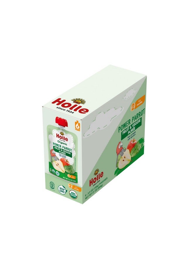 Holle Organic Baby Food Pouches - Power Parrot Baby Puree with Pear, Apple & Spinach - (6 Pack) Organic Baby Snacks + Fruit and Veggie Pouches for Weaning Babies 6 Months and Older - Image 2