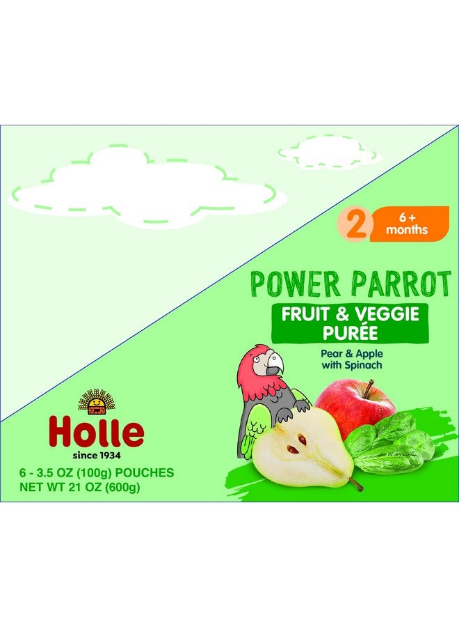 Holle Organic Baby Food Pouches - Power Parrot Baby Puree with Pear, Apple & Spinach - (6 Pack) Organic Baby Snacks + Fruit and Veggie Pouches for Weaning Babies 6 Months and Older - Image 5