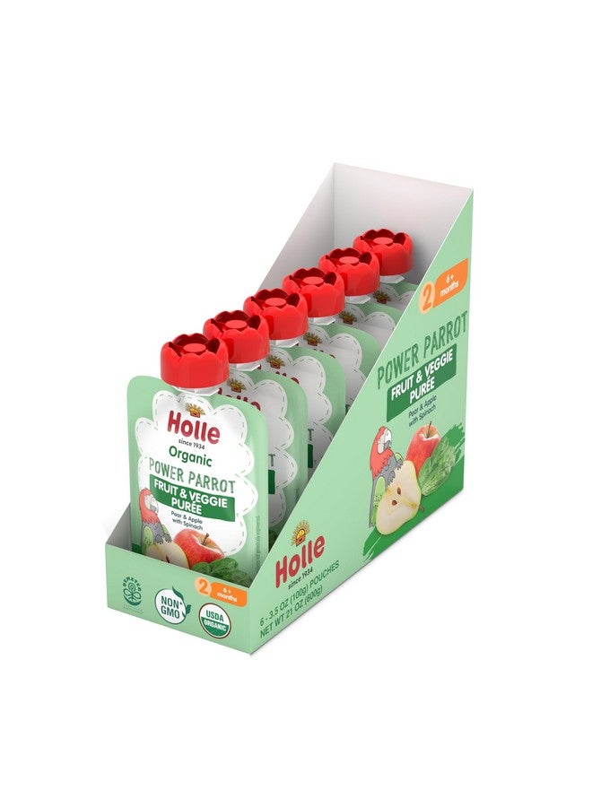 Holle Organic Baby Food Pouches - Power Parrot Baby Puree with Pear, Apple & Spinach - (6 Pack) Organic Baby Snacks + Fruit and Veggie Pouches for Weaning Babies 6 Months and Older - Image 3