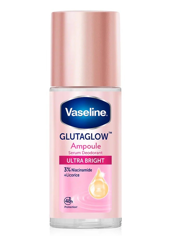 Vaseline GlutaGlow Ultra Bright Serum Deodorant – 3% Niacinamide + Licorice – 48h Protection for Even-Toned, Glowing Underarms