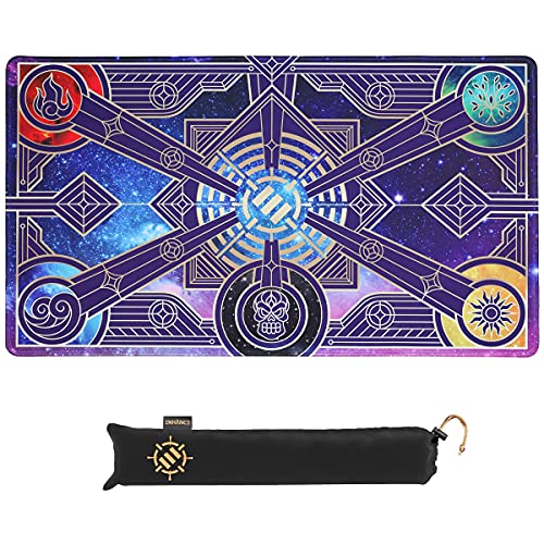 ENHANCE TCG Playmat Tabletop Card Playmat with Stitched Edges Smooth Surface and Drawstring Travel Pouch Compatible with MTG YuGiOh Pokemon Lord of The Rings and Other TCG and LCG Stars - Image 1