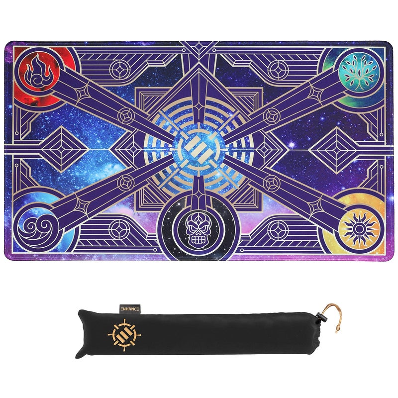 ENHANCE TCG Playmat Tabletop Card Playmat with Stitched Edges Smooth Surface and Drawstring Travel Pouch Compatible with MTG YuGiOh Pokemon Lord of The Rings and Other TCG and LCG Stars - Image 2