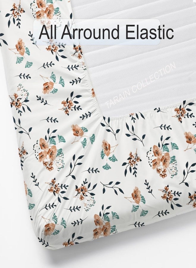 TARAIN COLLECTION Cotton Perfect Elastic Fitted Double Bedsheets with 2 Pillow Covers 18x28 Inches (White) 78x72+10 Inches - Image 4