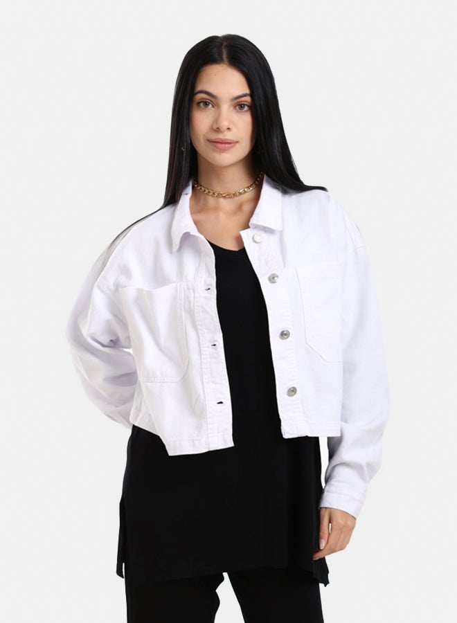 Clue Cropped Denim Jacket  - Image 1