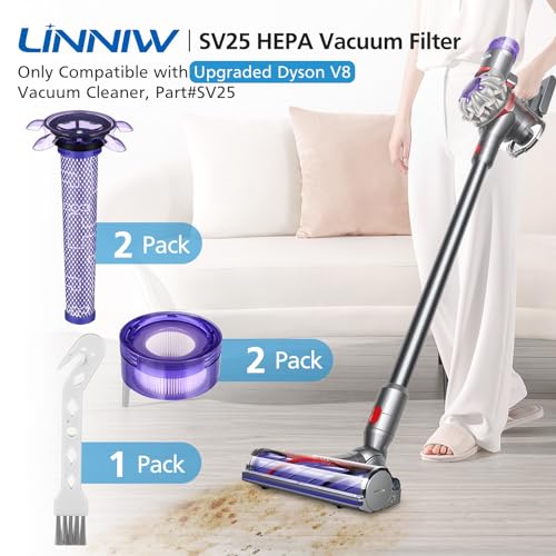 LINNIW Upgraded V8 Vacuum Filter Replacement Kit Compatible with Dyson V8 New Version SV25 Dyson V8 Animal Extra 40590101Dyson V7 New Model SV37 Cordless Vacuum 2 Filter Kits Replaces Part 96566105 - Image 3