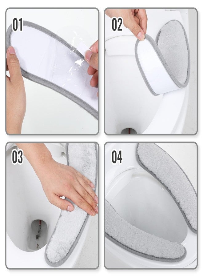 YBEATY Soft Thicker Toilet Seat Cushion Cover Warm Plush Bathroom Toilet Seat Cover with TPR Sticky Adhesive Double Flap Separation Non Slip Flannel Comfortable Washable Reusable Mat for Winter - Image 3