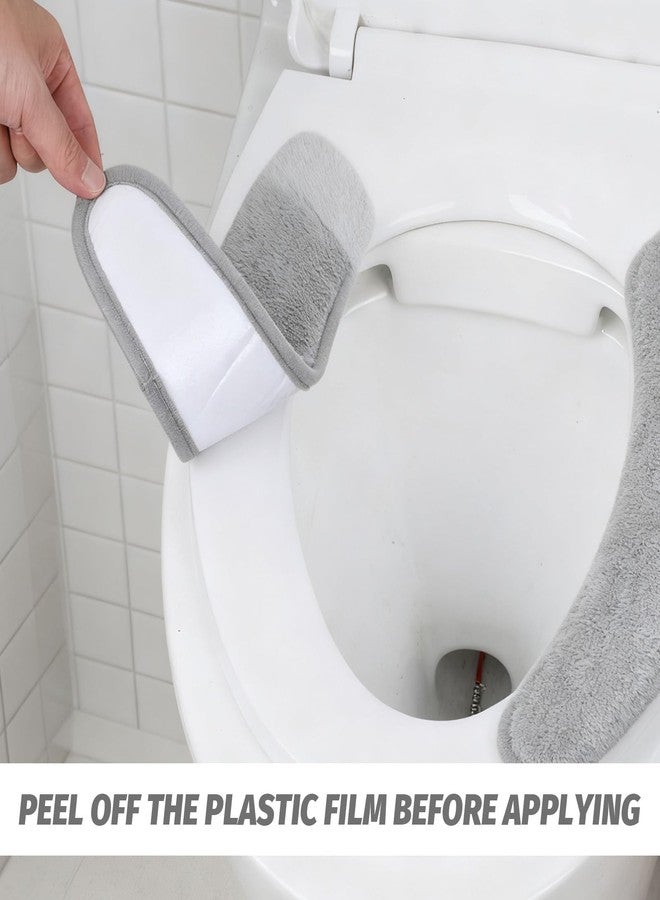 YBEATY Soft Thicker Toilet Seat Cushion Cover Warm Plush Bathroom Toilet Seat Cover with TPR Sticky Adhesive Double Flap Separation Non Slip Flannel Comfortable Washable Reusable Mat for Winter - Image 5