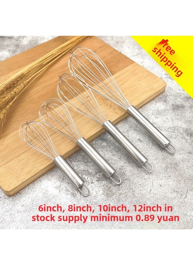 Generic Stainless Steel Egg Beater Manual Household Egg Beater Manufacturers Hand-held Spring Coffee Mixer-Color:12 Inch Egg Beater  - Image 2