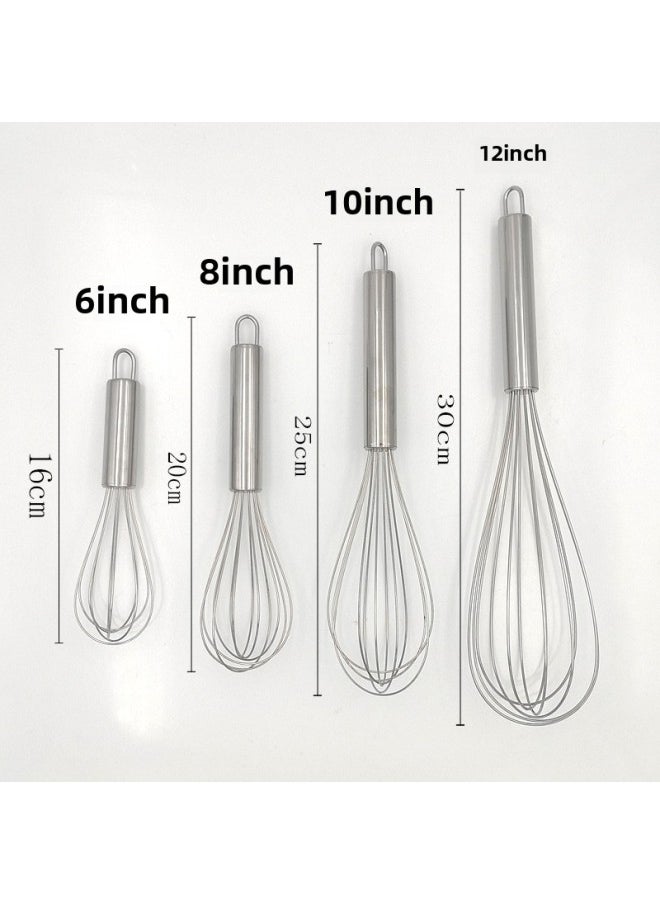 Generic Stainless Steel Egg Beater Manual Household Egg Beater Manufacturers Hand-held Spring Coffee Mixer-Color:12 Inch Egg Beater  - Image 3