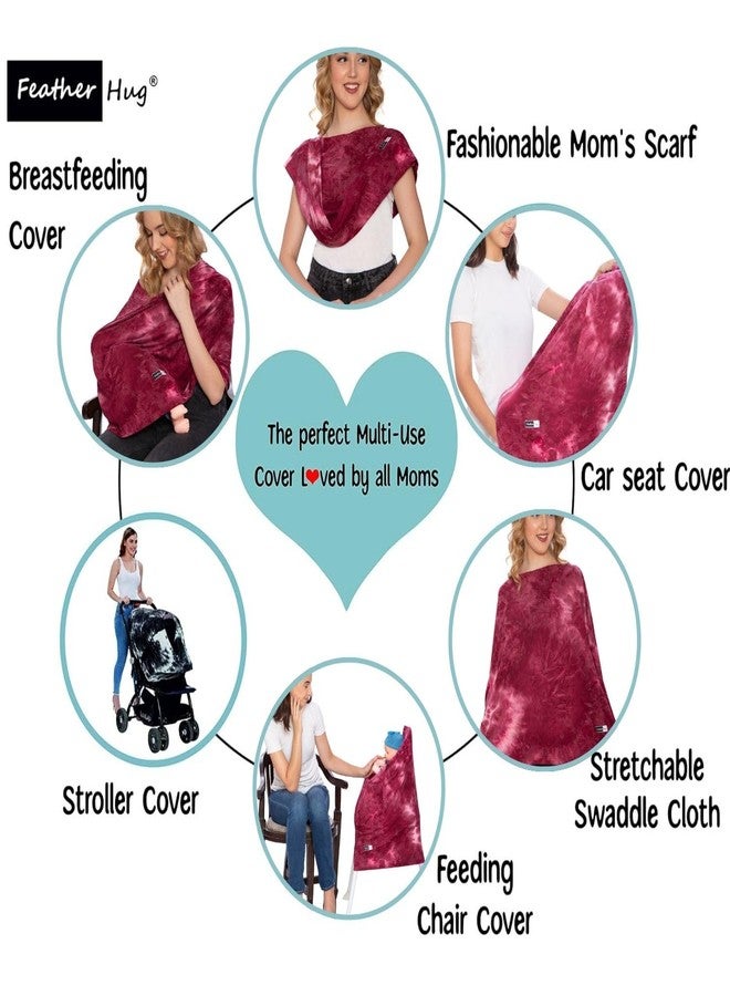 Feather Hug® 360° Premium Nursing Cover for Breastfeeding - Feeding Apron for mom, Stretchy Feeding Cover for Mother, Real Breathable Breast Feeding Cover (Maroon) - Image 2