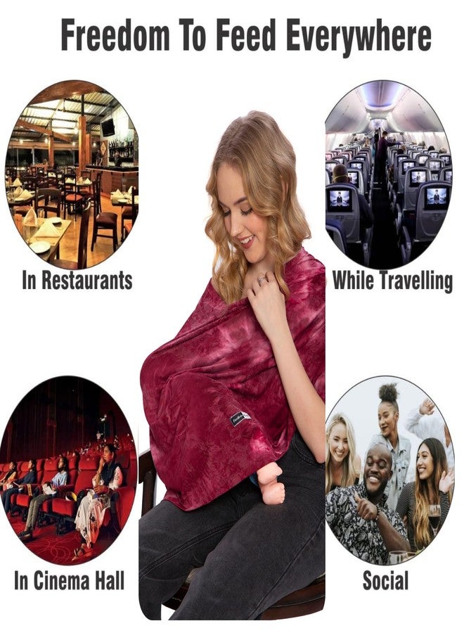 Feather Hug® 360° Premium Nursing Cover for Breastfeeding - Feeding Apron for mom, Stretchy Feeding Cover for Mother, Real Breathable Breast Feeding Cover (Maroon) - Image 3