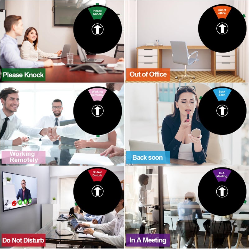 ZhouBoat 3 Pack 6 Options Office Door Signs, 6 Inch Do Not Disturb/Please Knock/Back Soon/Working Remotely/Out of Office/In a Meeting, Plastic Wheel Rotating Privacy Sign for Home Door - Image 4