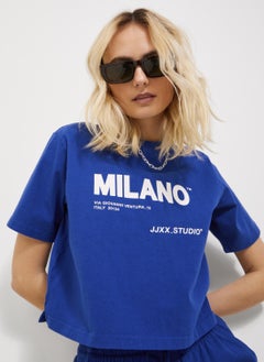 JJXX Crew Neck Printed Navy Blue Women's T-Shirt 12200326  - Image 2