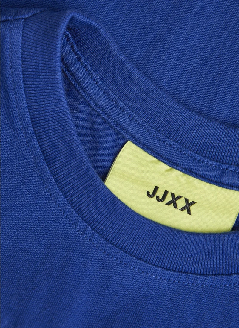 JJXX Crew Neck Printed Navy Blue Women's T-Shirt 12200326