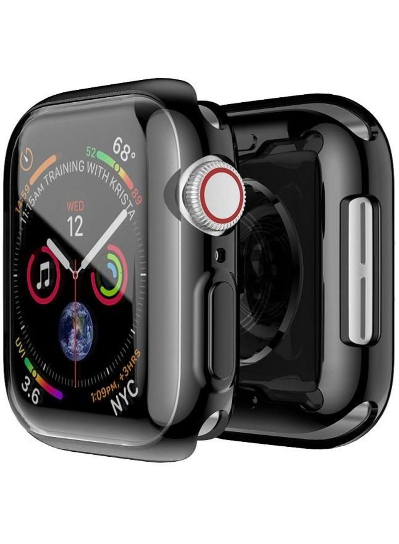 NIBEMINENT Hard Tpu Smartwatch Case With Glass Screen Protector For Apple Watch 44millimeter Black/Clear 
