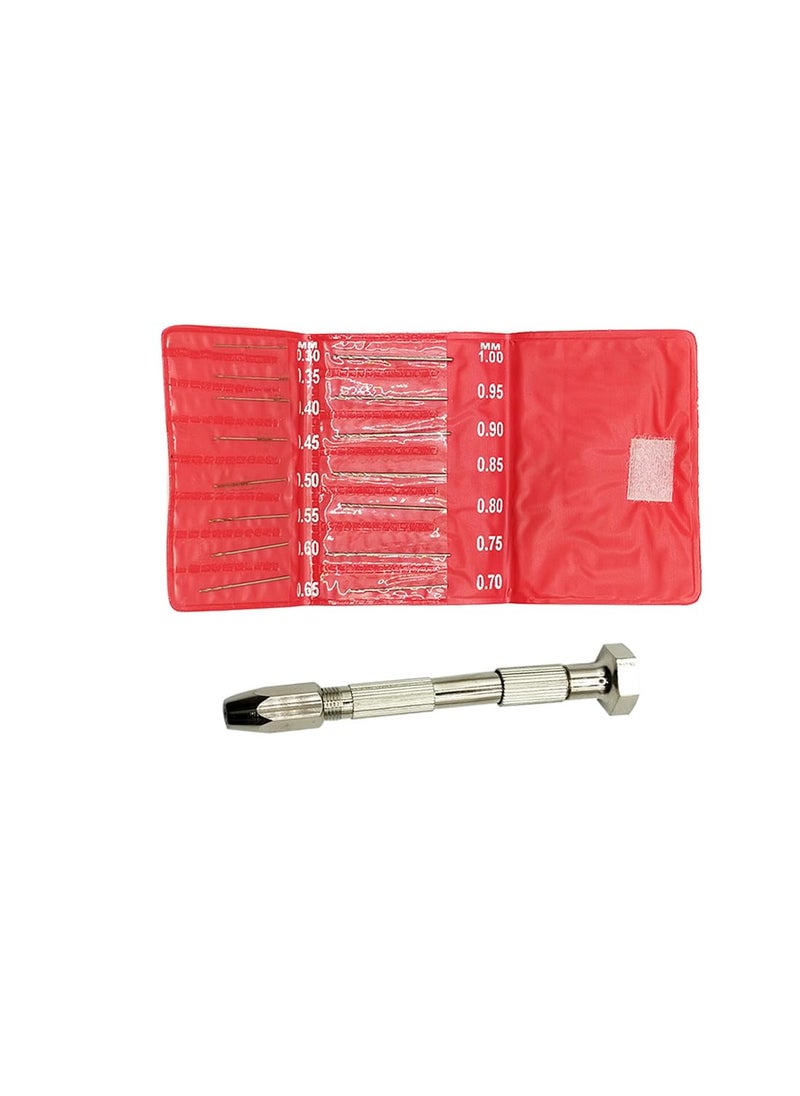 SWISSO SWISSO 15pc Micro HSS High Speed Steel Drill Bit Set Swivel Head Pin Vise Tool Size 03mm10mm Drill Bit SetPack of 1 Silver  - Image 5