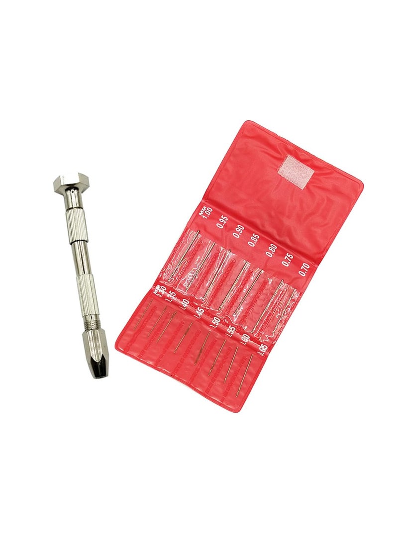 SWISSO SWISSO 15pc Micro HSS High Speed Steel Drill Bit Set Swivel Head Pin Vise Tool Size 03mm10mm Drill Bit SetPack of 1 Silver  - Image 4