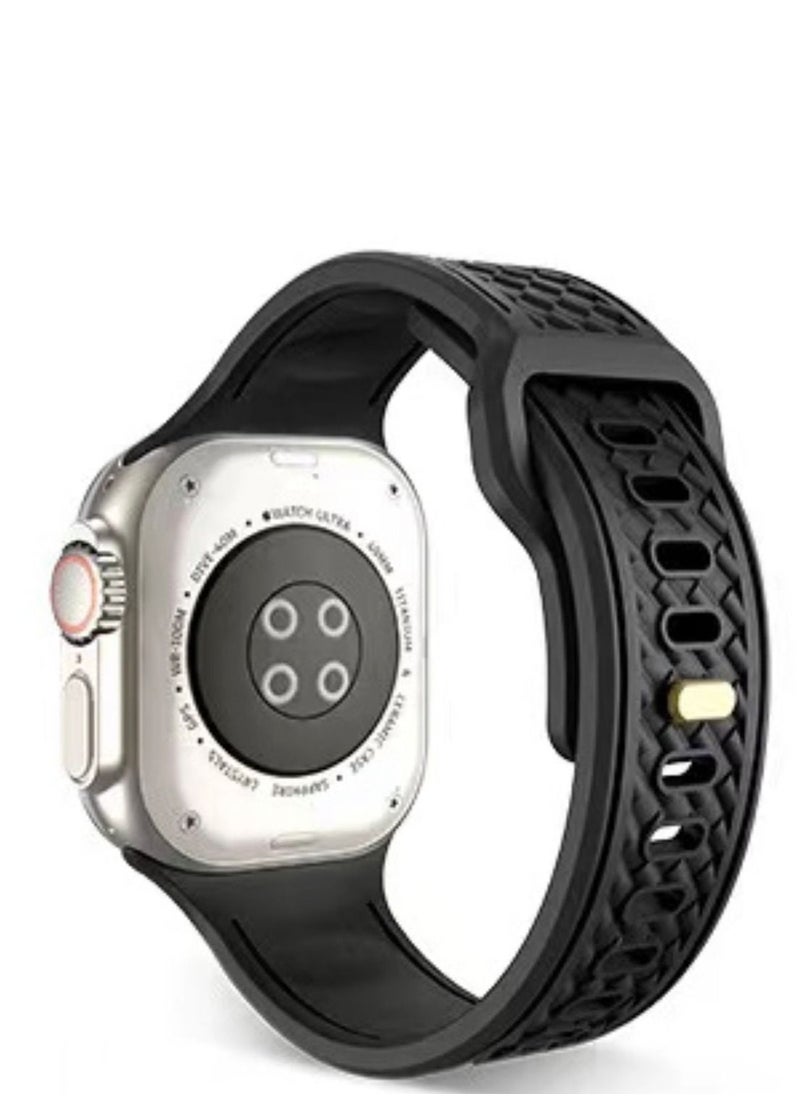 Gear4 - Silicone Rubber Watch Band Strap for Apple Watch Ultra 42mm/44mm/45mm/49mm Dual Colored Black - Image 1