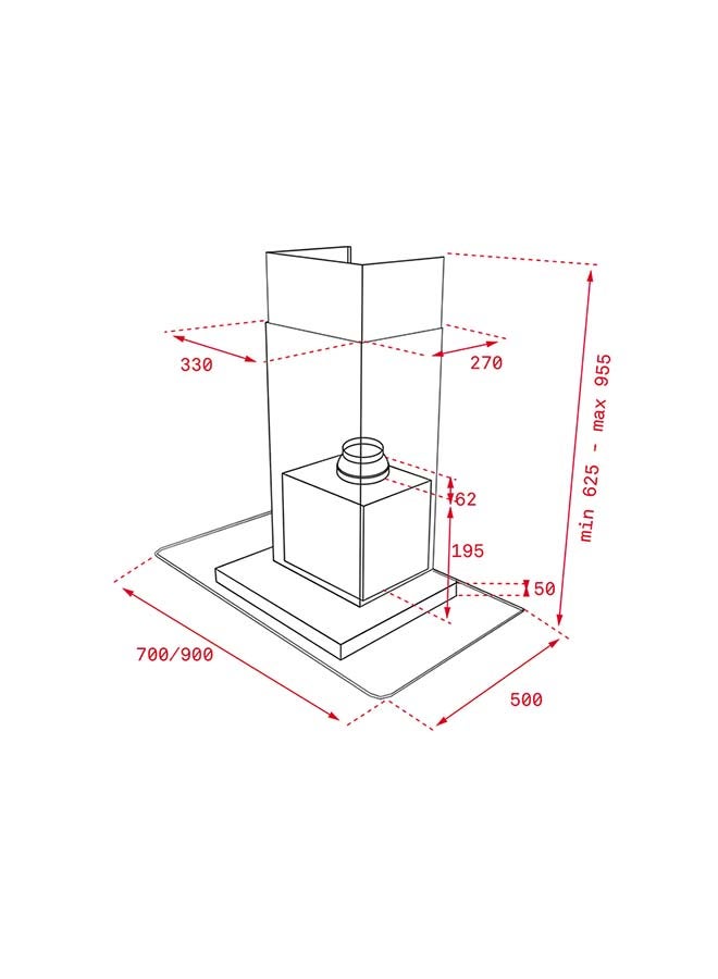 TEKA Dg3 985 Island 90Cm Glass Wing Decorative Hood With Ecopower Motor Built-In 280 W 40485150 Silver - Image 2