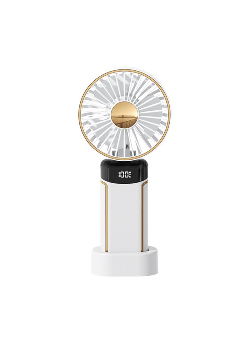 general Portable Handheld Cooling Fan Hanging Neck Fan，Foldable Personal Electric Desk Fan with Lanyard and Digital Display USB Rechargeable 5000mAh 5 Wind Speed Mini Neck Fan for Indoor Outdoor (White) - Image 1