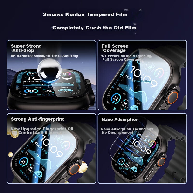 Smorss [2 Pieces Premium] Tempered Glass Screen Protector for Apple Watch Ultra 3/2/1, Anti-Scratch Shatterproof Full Coverage Protective Film for IWatch Ultra 3/2/1 - Image 2