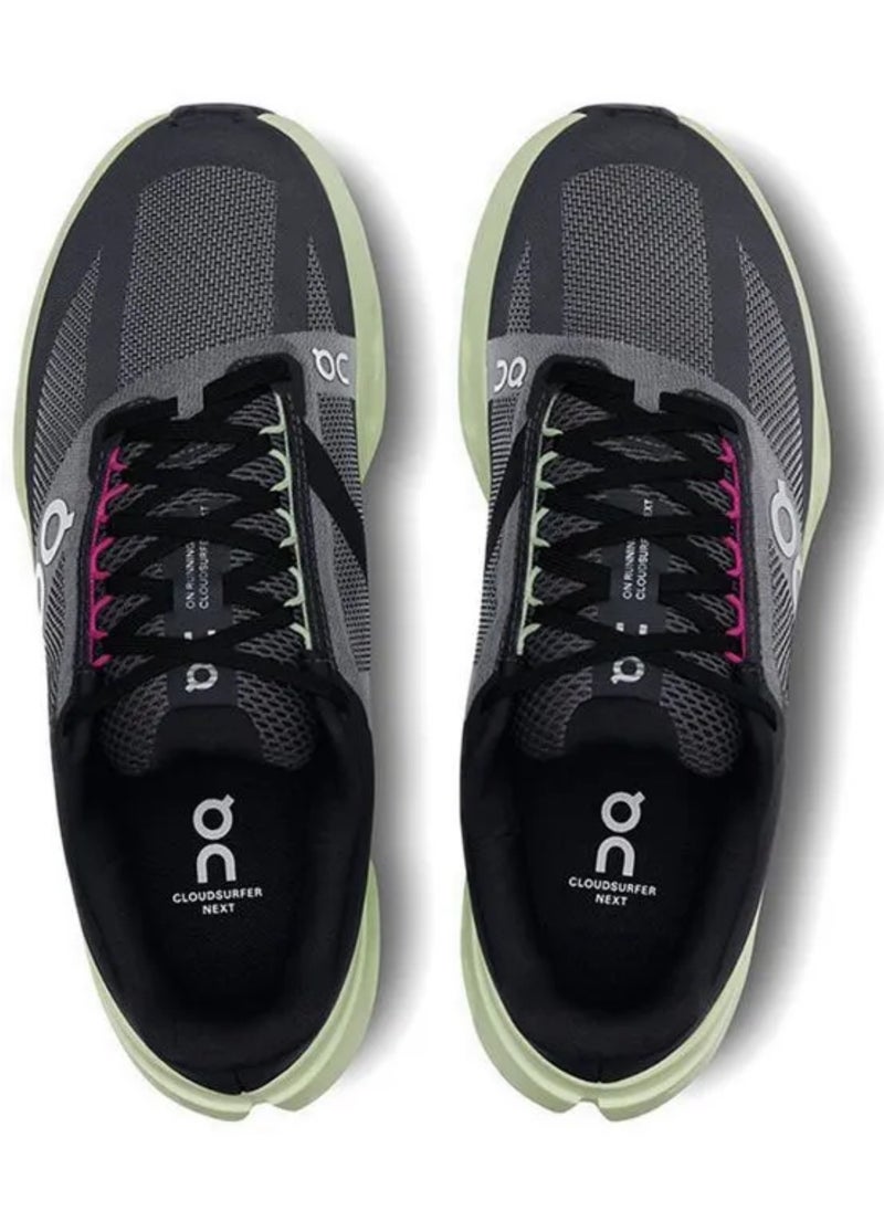 On Cloudsurfer Next 'Black/Lima' – Unisex Road Running Shoes Lightweight & Responsive with CloudTec Phase® Technology Helion™ Superfoam Midsole for Smooth Transitions Sleek Black Design with Vibrant Lima Accents