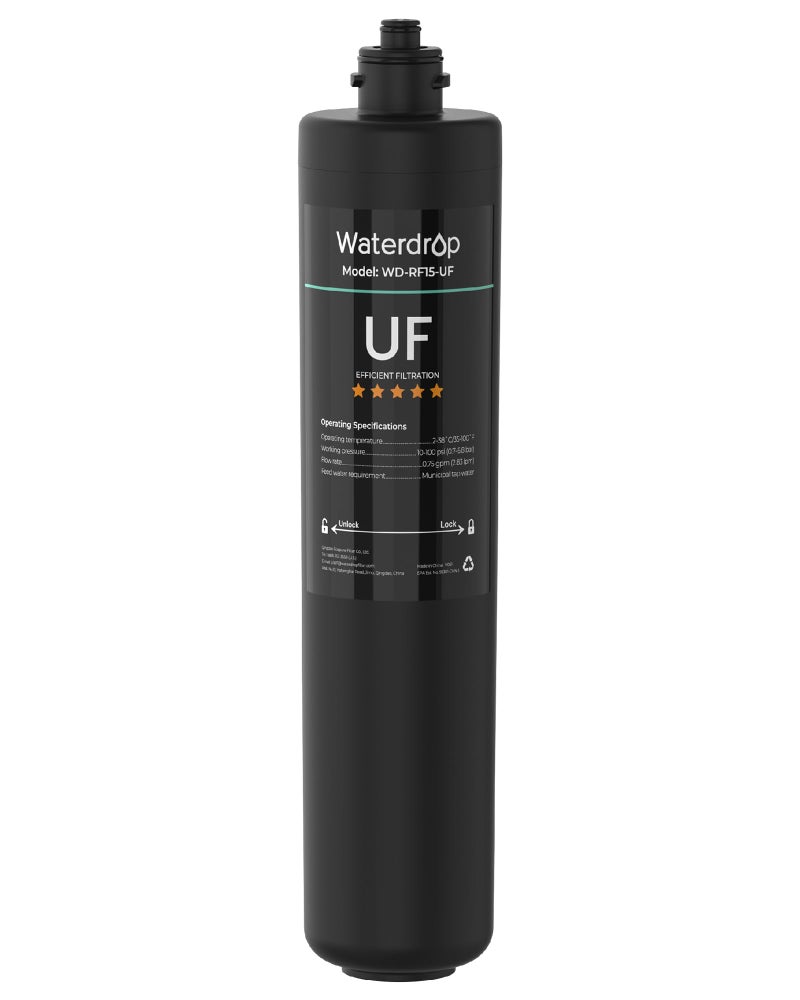 Waterdrop RF15-UF 0.01 Micron Replacement Filter Cartridge For 15UA/15UA-UF/15UB/15UB-UF/15UC/15UC-UF Under Sink Water Filter, Reduces Lead, Chlorine, Bad Taste & Odor, 19K Gallons High Capacity - Image 1
