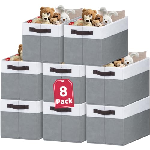 Criusia 8 Pack Closet Organizers and Storage Bins - Extra Large Storage Baskets for Organizing - Clothes Storage Bins for Shelves -Foldable Organizer Bins Totes for Toy Blanket, Dorm Room Essentials - Image 1