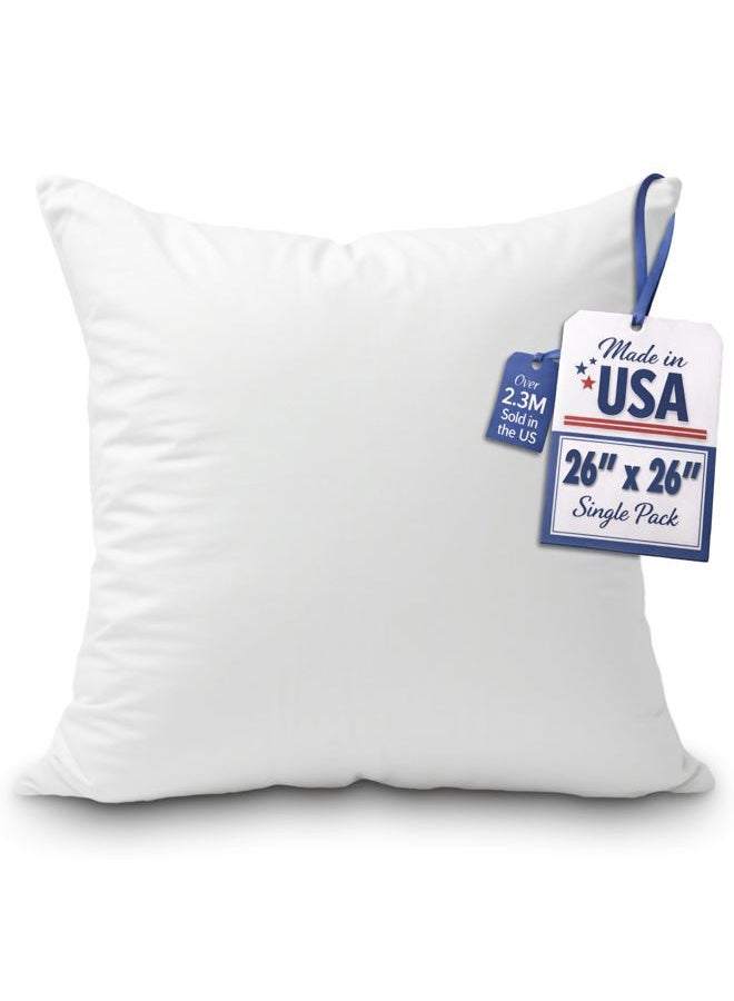 Foamily Throw Pillow Insert 26 x 26 inch Hypoallergenic Made in USA Euro Sham 100% Virgin Fiber Bed, Sofa, Couch Decorative Indoor Pillows - Image 1