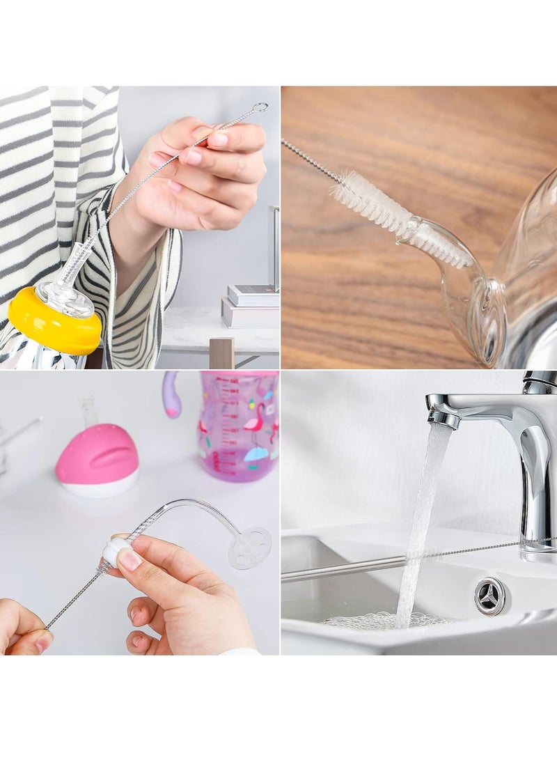 Bottle Brush, Set of 8 Baby Bottle Brush, Multifunction Straw Washing Brush with Hanging Hole