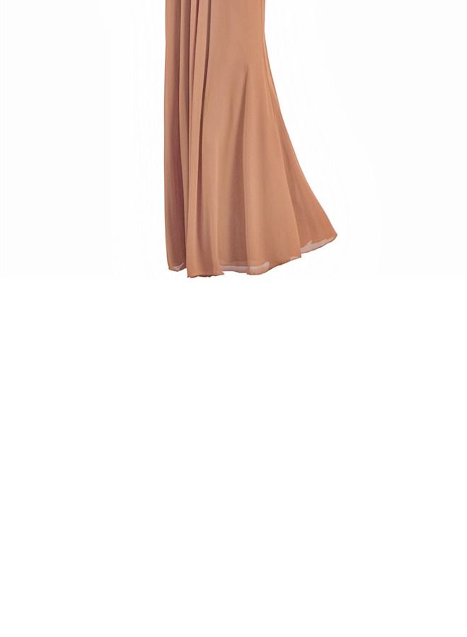 Loquat Double-layer High-Density Chiffon Dress Brown  - Image 2