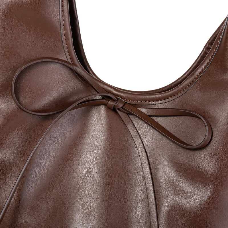Avilego Vintage French Bow Tote Bag Large Capacity Hobo Bag Shoulder Bag Satchel Purse Chic Underarm Bag for Women Girls - Image 5
