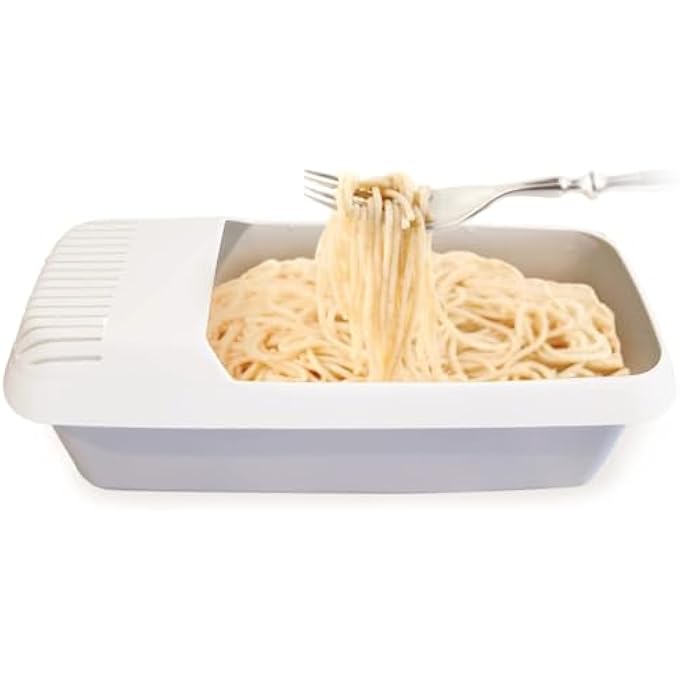 SWIUKPHE Microwave Pasta Cooker With Strainer Lid Quick  Easy NoBoil NoMess Pasta Maker For Spaghetti  Noodles - Image 1