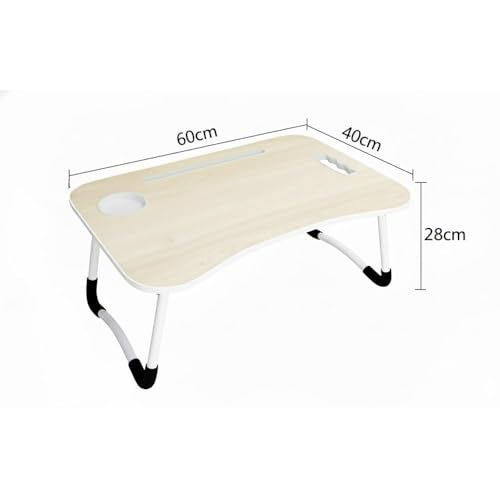 Tarkan Stud Foldable Wooden Finish Mini Desk for Couch, Sofa Bed, Study Tray Table Stand for Writing (Beige) - Image 4