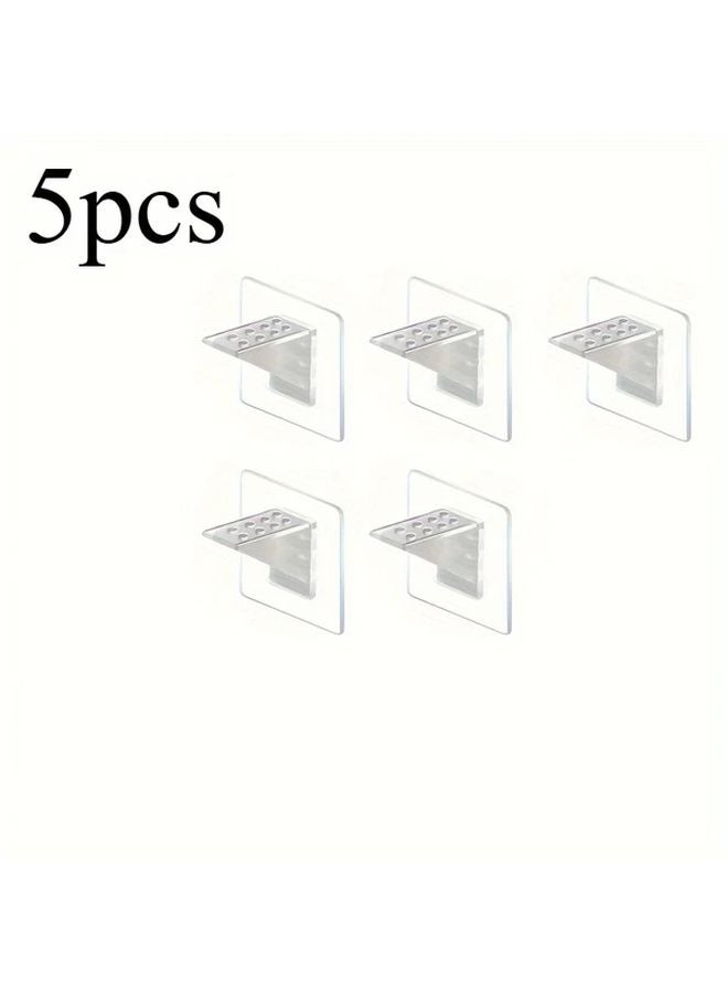 5pcs Clear Adhesive Shelf Brackets No Drill Heavy Duty Wall Mount Holds 33 07LB - Image 1