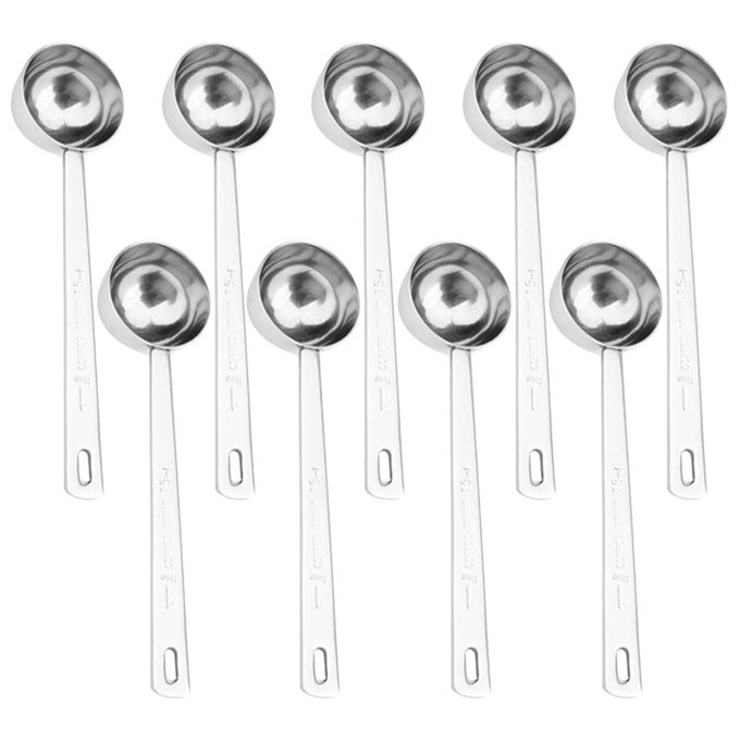9 PACK COFFEE SCOOP 304 STAINLESS STEEL COFFEE MEASURING SCOOP 1 TABLESPOON LONG HANDLE SPOON FOR COFFEE MILK POWDER FRUIT POWDER